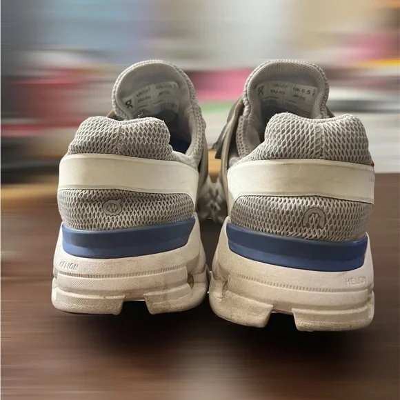 On Running Men's Tan and Blue Athletic Shoes - Picture 4 of 5